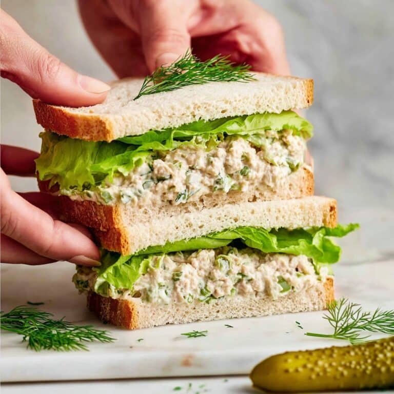 Classic Tuna Sandwich with Dill Pickle, Celery, and Herbs Recipe